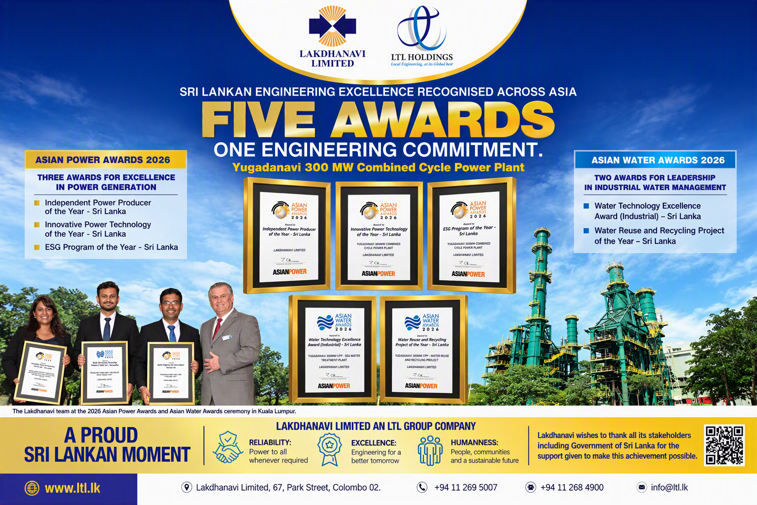 LAKDHANAVI WINS FIVE HONORS AT ASIAN POWER AND  ASIAN WATER AWARDS 2026